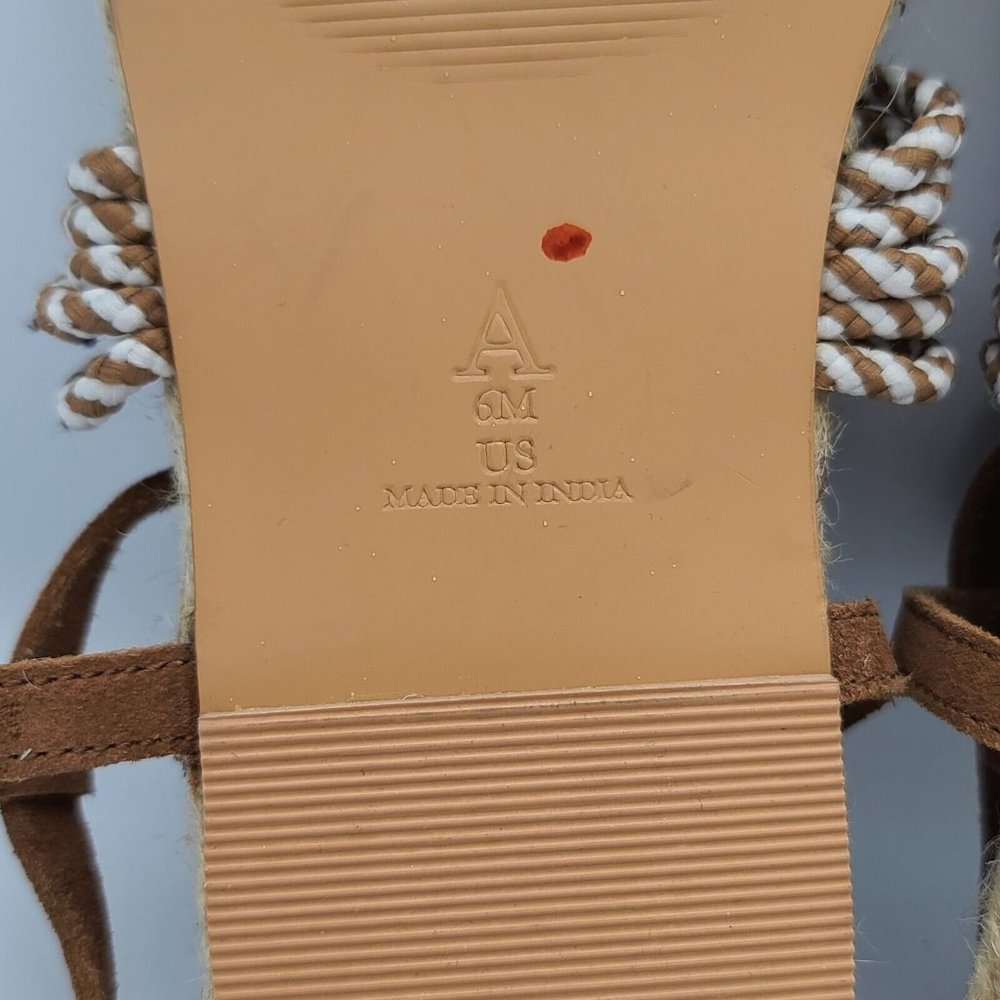 Anthropologie Fringed Rope Sandals Neutral Brown Suede Boho Tassel Size 6 M NWOB - Picture 3 of 8